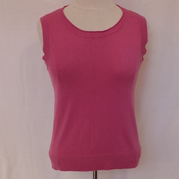 August Silk Pink Knit Crew Neck Tank- Sz. Med - Picture 2 of 4